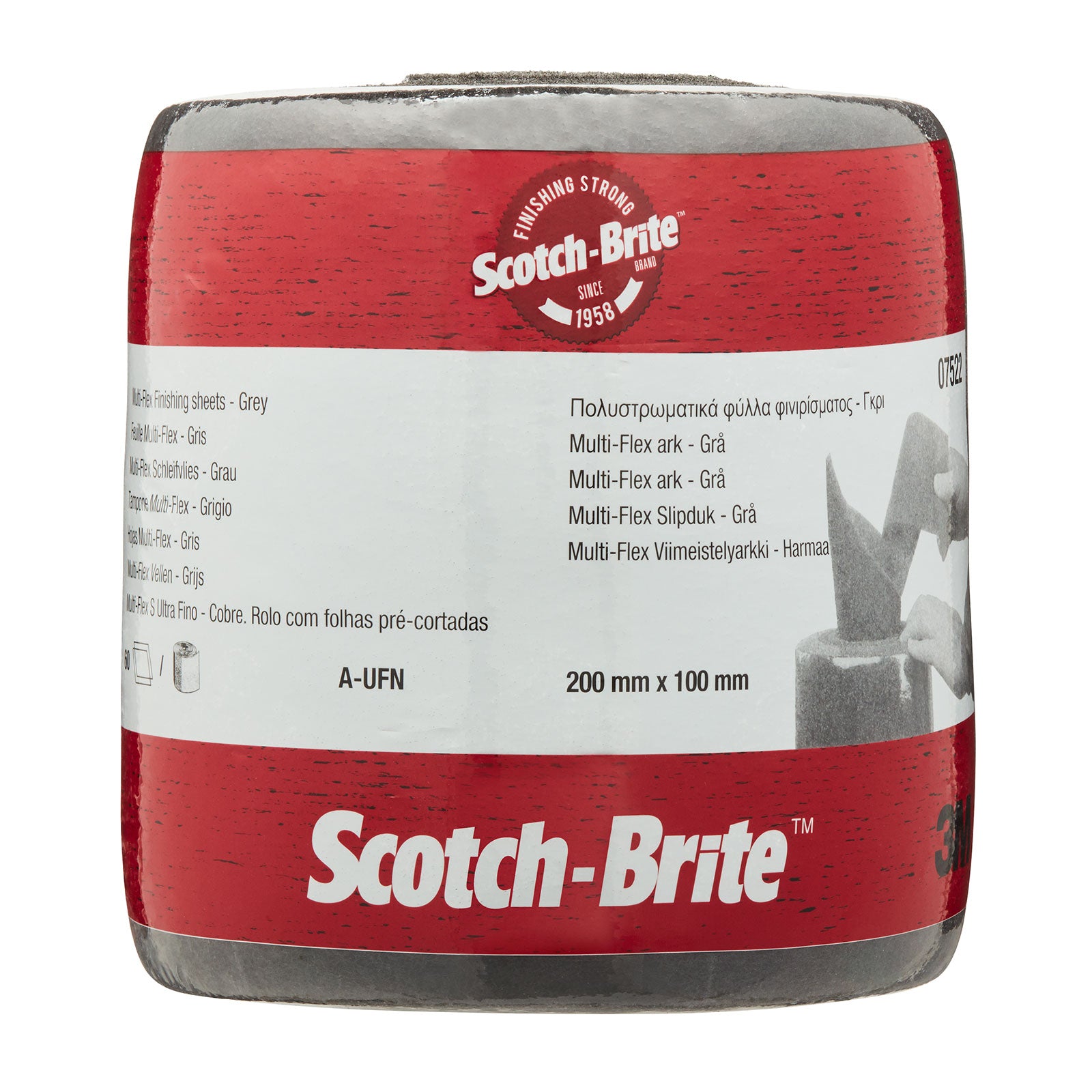 Scotch-Brite Multi-Flex Pre-Cut 60 ark på rulle 100×200 mm, Grå