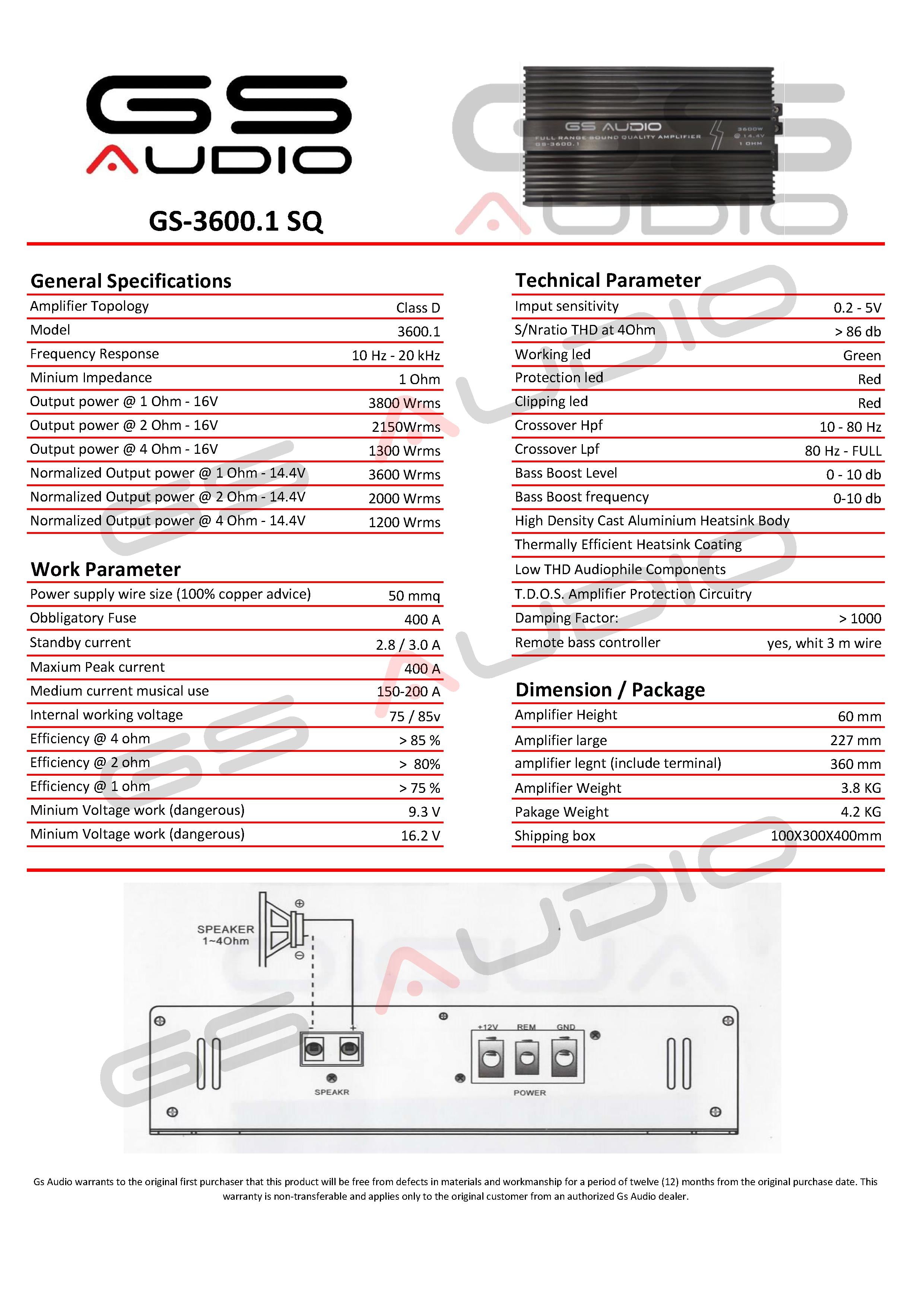 GS Audio 3600.1SQ