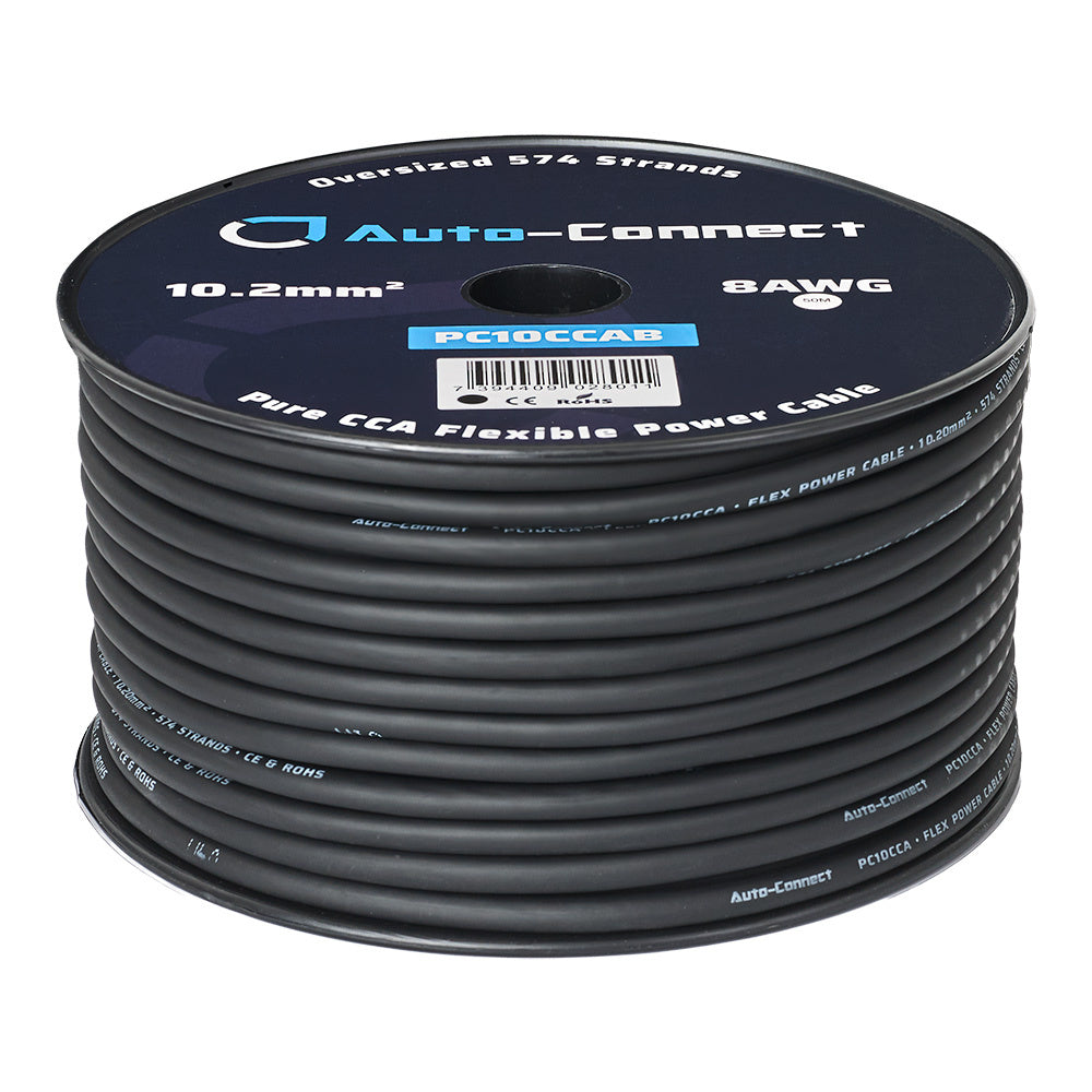 Auto-Connect svart strömkabel CCA 10.2mm², metervara