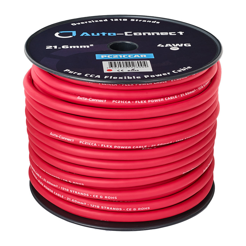 Auto-Connect röd strömkabel CCA 21.6mm², metervara