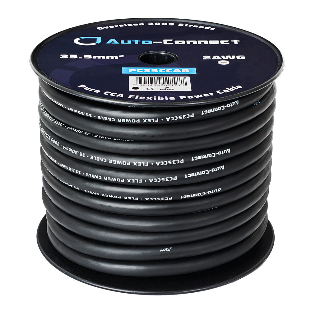 Auto-Connect svart strömkabel CCA 35.5mm², metervara