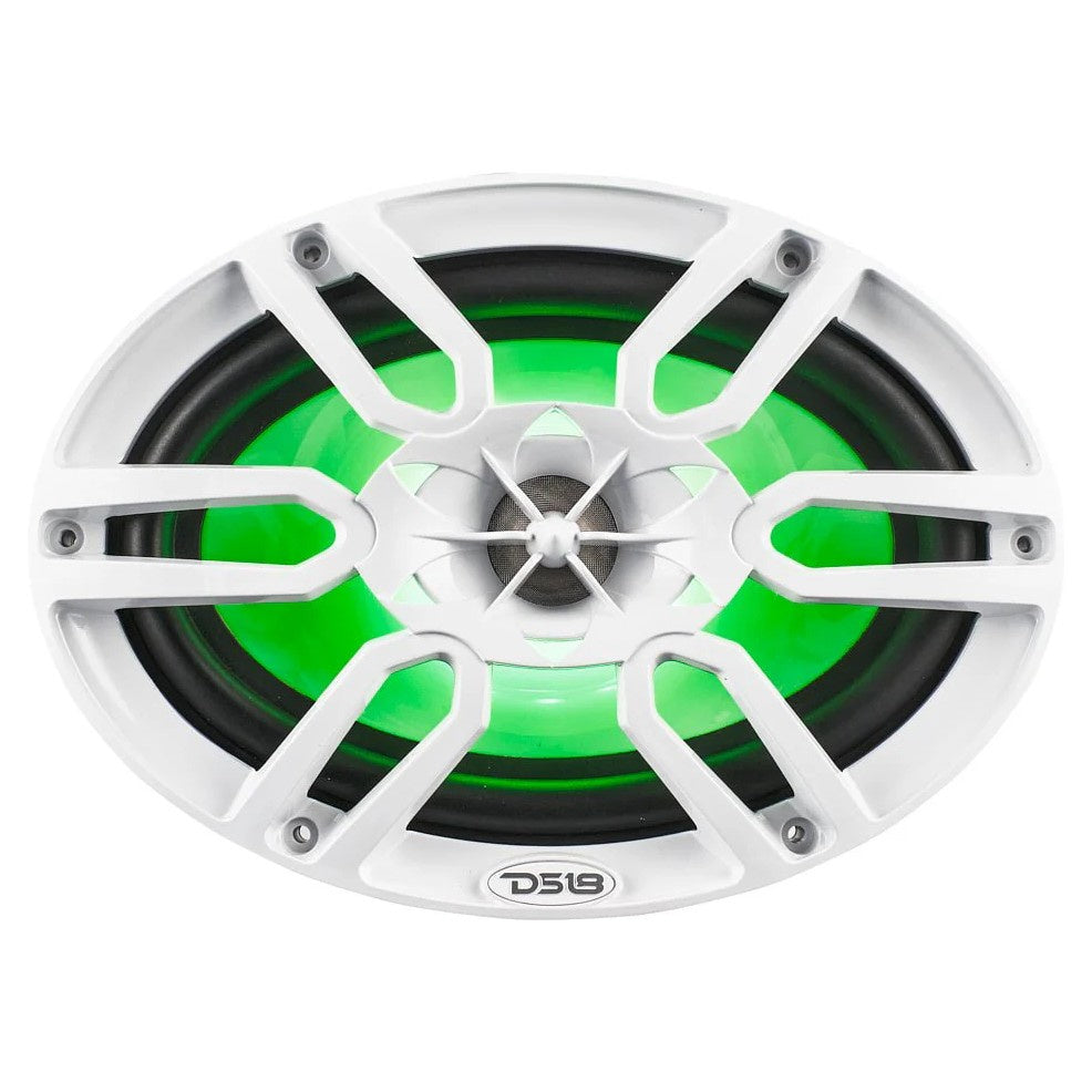 DS18 NXL-69/WH, vita 6x9 tums marinhögtalare med LED, par