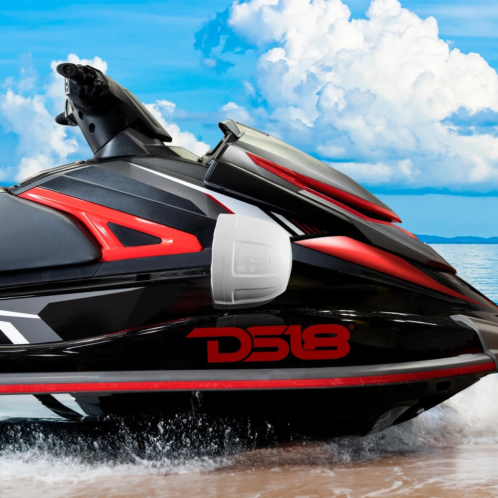 DS18 NXL-PS6W, vita 6.5 tums marinhögtalare i pods med LED, par