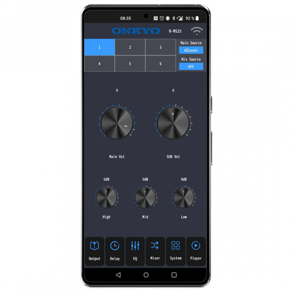 Onkyo R-MS25, 8-kanalig DSP med inbyggd förstärkare och Bluetooth