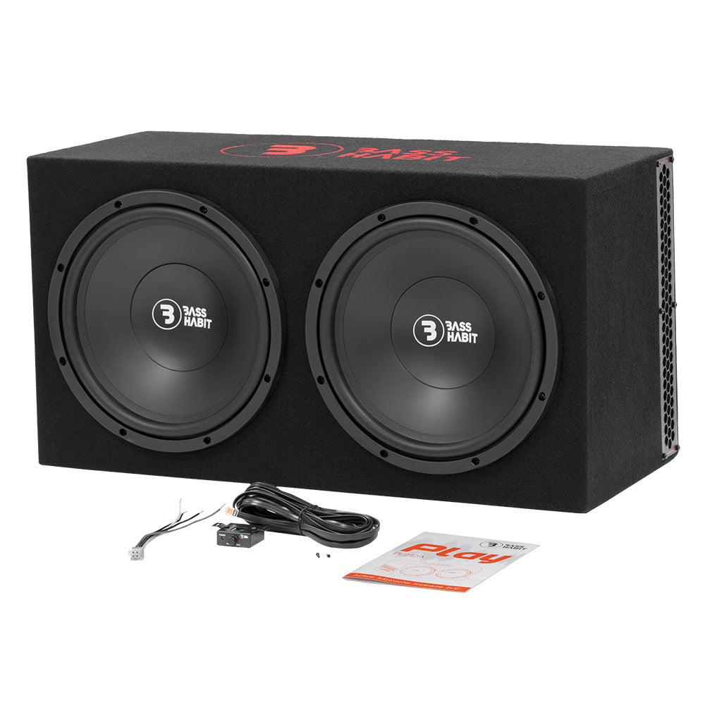 Bass Habit Play PL212A, prisvärd 2x12tums aktiv baslåda