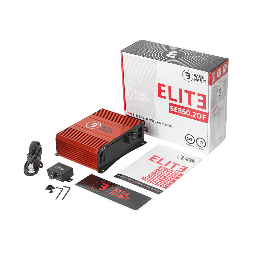 Bass Habit SPL ELITE 850.2DF, strömstarkt tvåkanaligt slutsteg