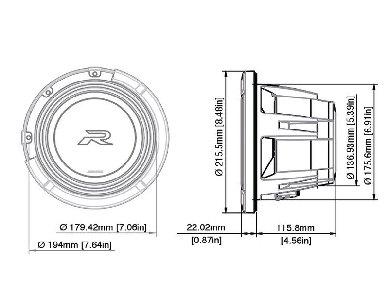 Alpine 8'' Type-R subwoofer (4 ohm + 4 ohm)
