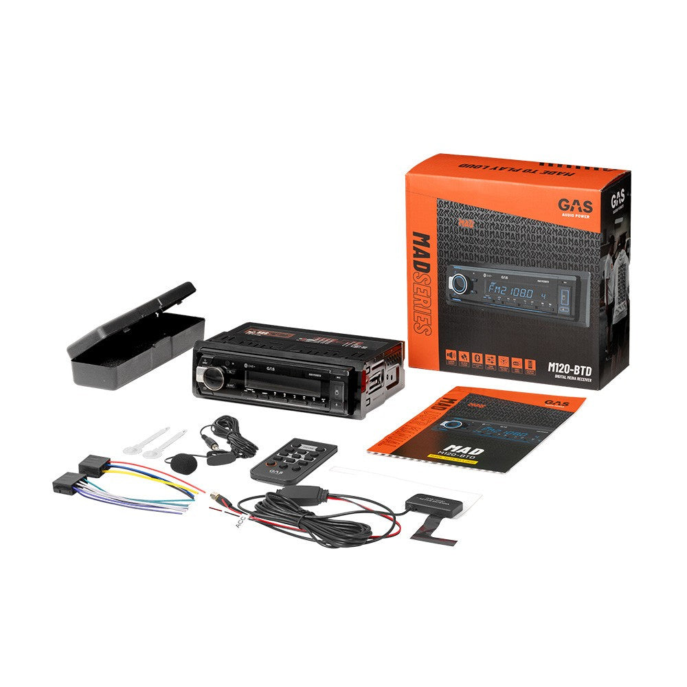 GAS MAD M120-BTD, bilstereo med Bluetooth 5.3, DAB, USB-C & 2 par lågnivå
