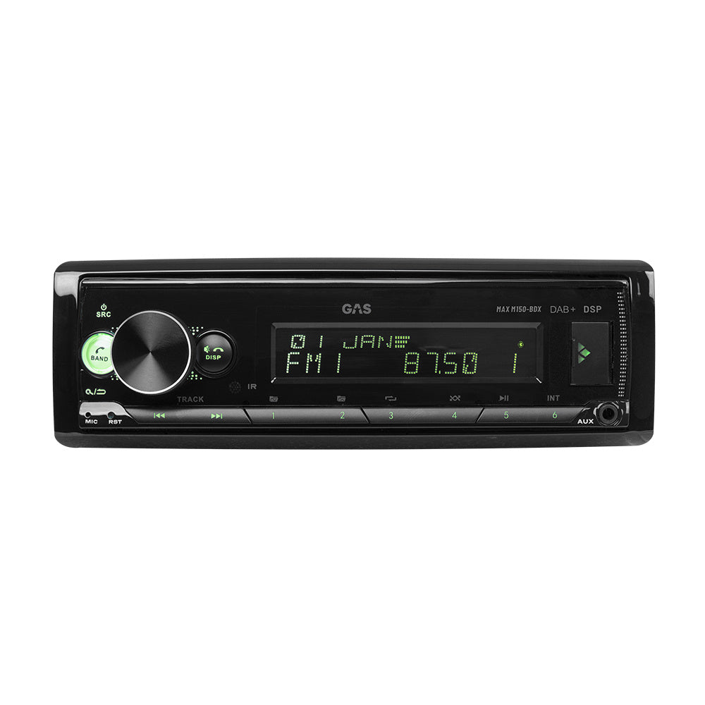 GAS MAX M150-BDX bilstereo med Bluetooth, DAB, 32-bit DSP och 3 par (4V) lågnivå