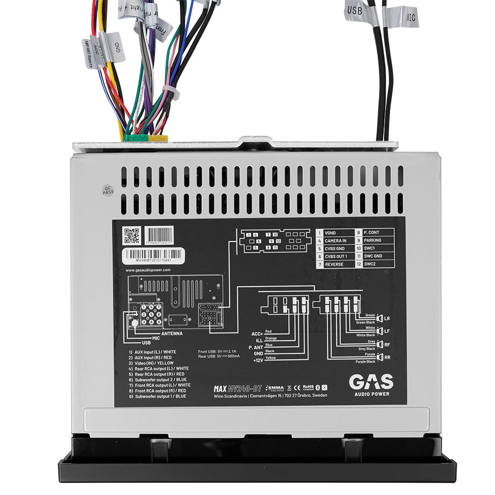 GAS MAX MV240-BT, bilstereo med Apple CarPlay, Bluetooth, handsfree och mer, returexemplar
