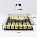 GS Audio Premium ANL 6-vägs säkringshållare – 3 × 70 mm² in / 6 × 70 mm² ut