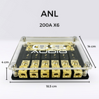 GS Audio Premium ANL 6-vägs säkringshållare – 3 × 70 mm² in / 6 × 70 mm² ut