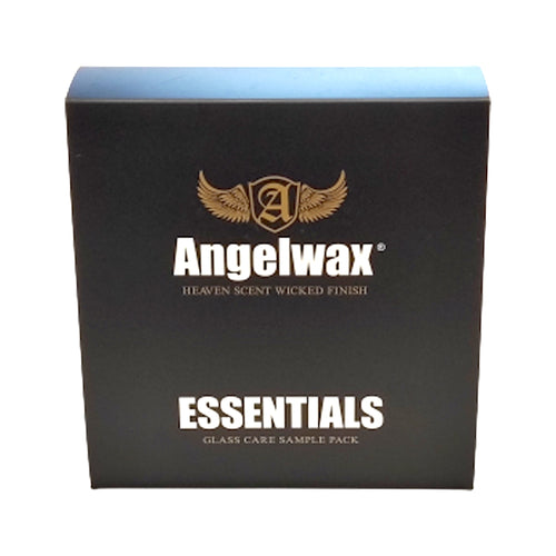 sample kit med olika produkter för fönster från Angelwax