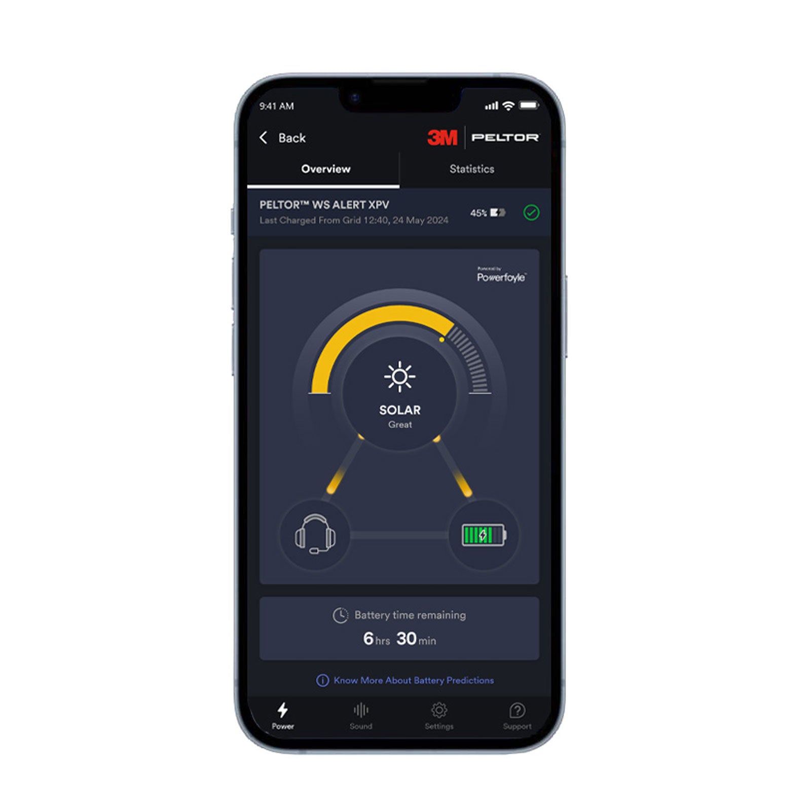 Hörselkåpa PELTOR WS Alert XPV, APP, Solcellsladdning