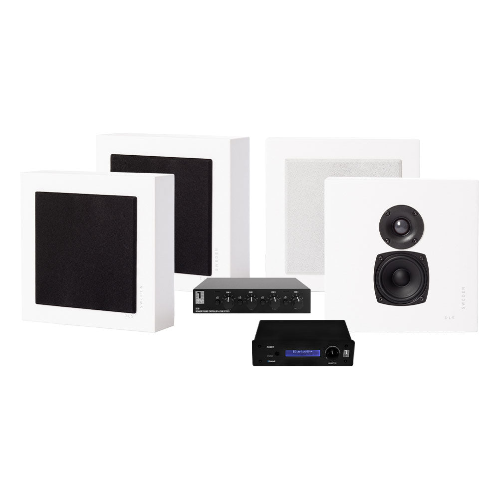 System One A50BT, SC4B & 2 par mattvita DLS Flatbox Mini