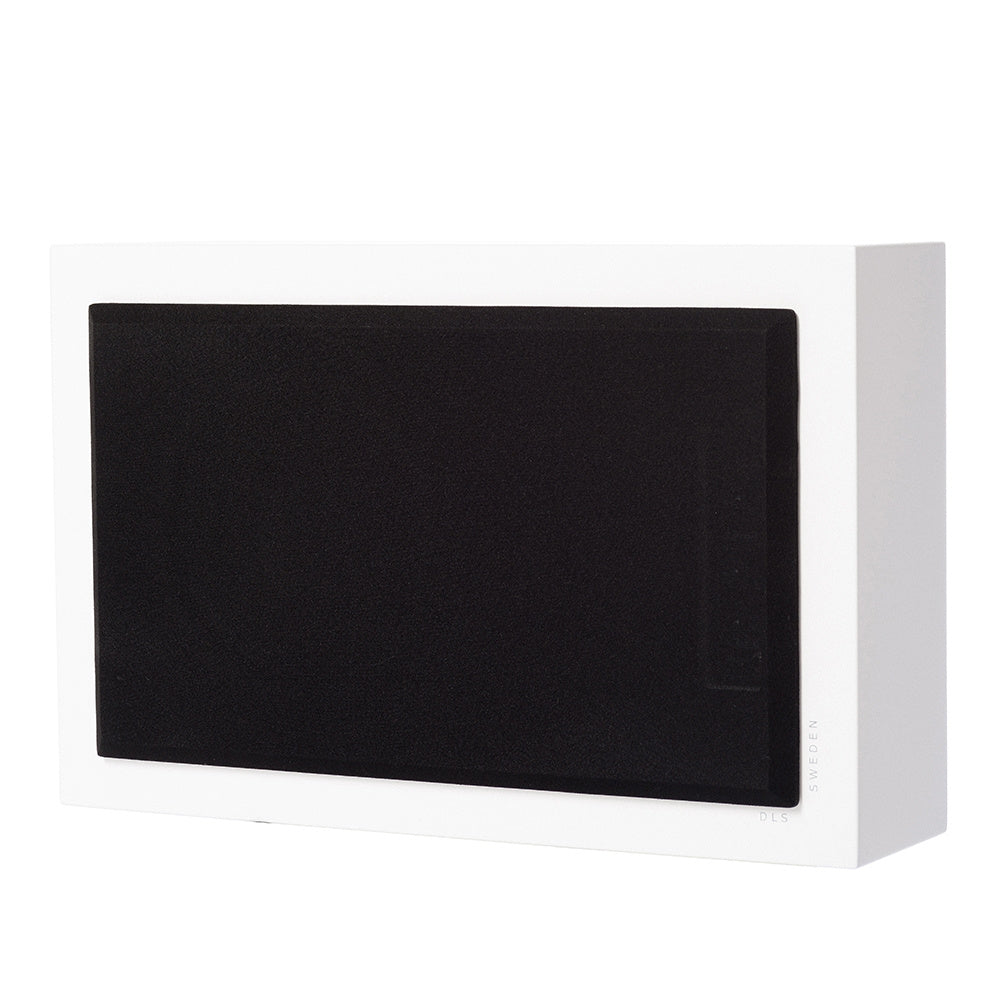 2-pack DLS Flatsub 8.2 vägghängningsbar aktiv subwoofer, mattvit