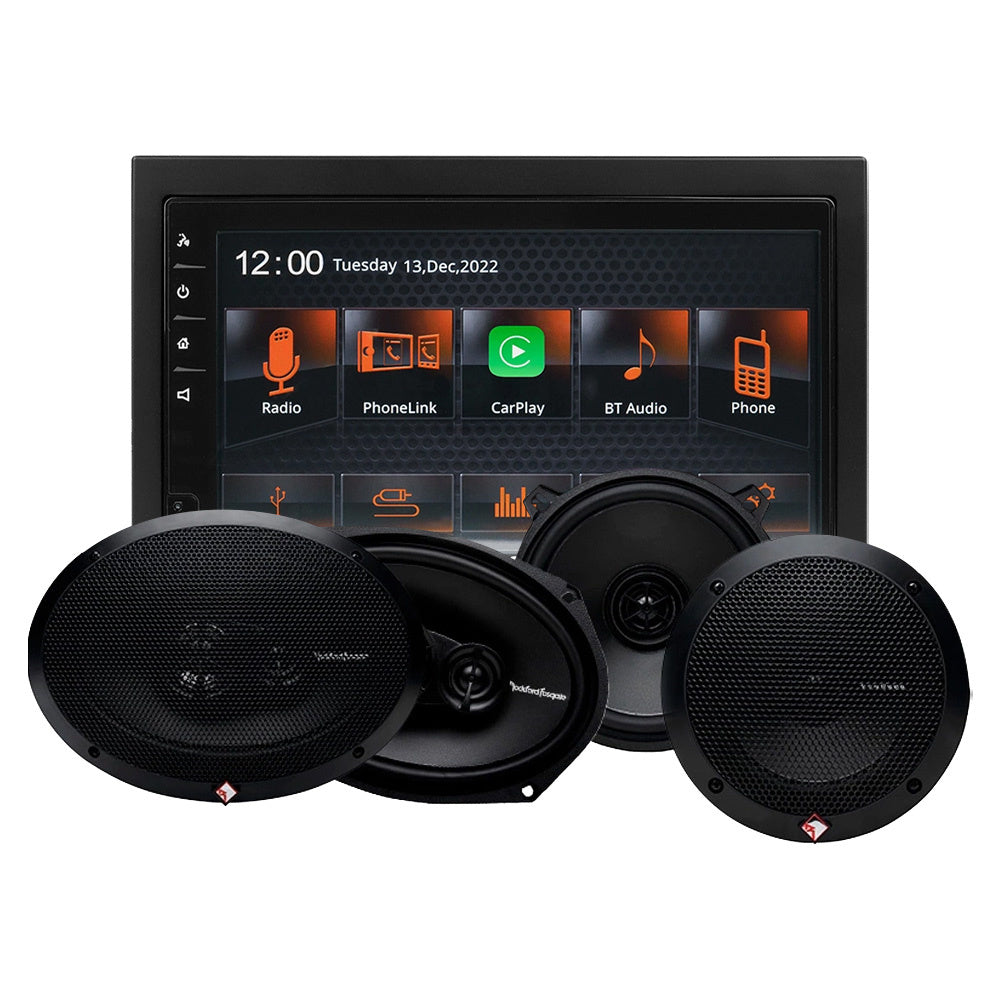 GAS MAX MV240-BT & Rockford Fosgate Prime-högtalare, bilstereopaket
