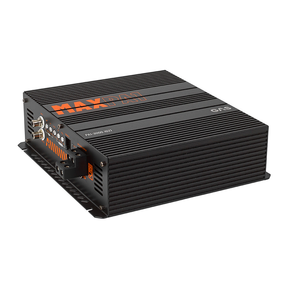 2-pack GAS MAX S1-12D1 i portad låda med MAX PA1-3000.1DZ1, baspaket