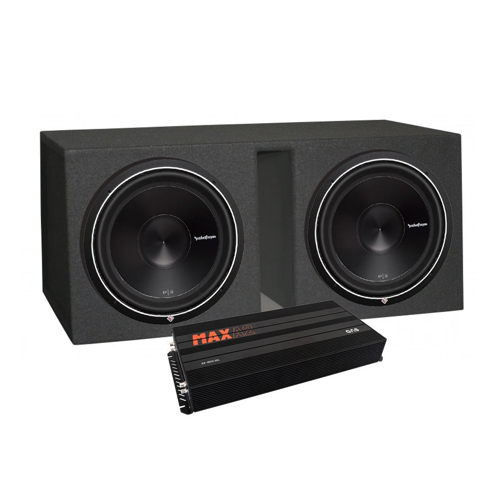 2-pack Rockford Fosgate P3D4-15 i låda med slutsteg, 2x15 baspaket