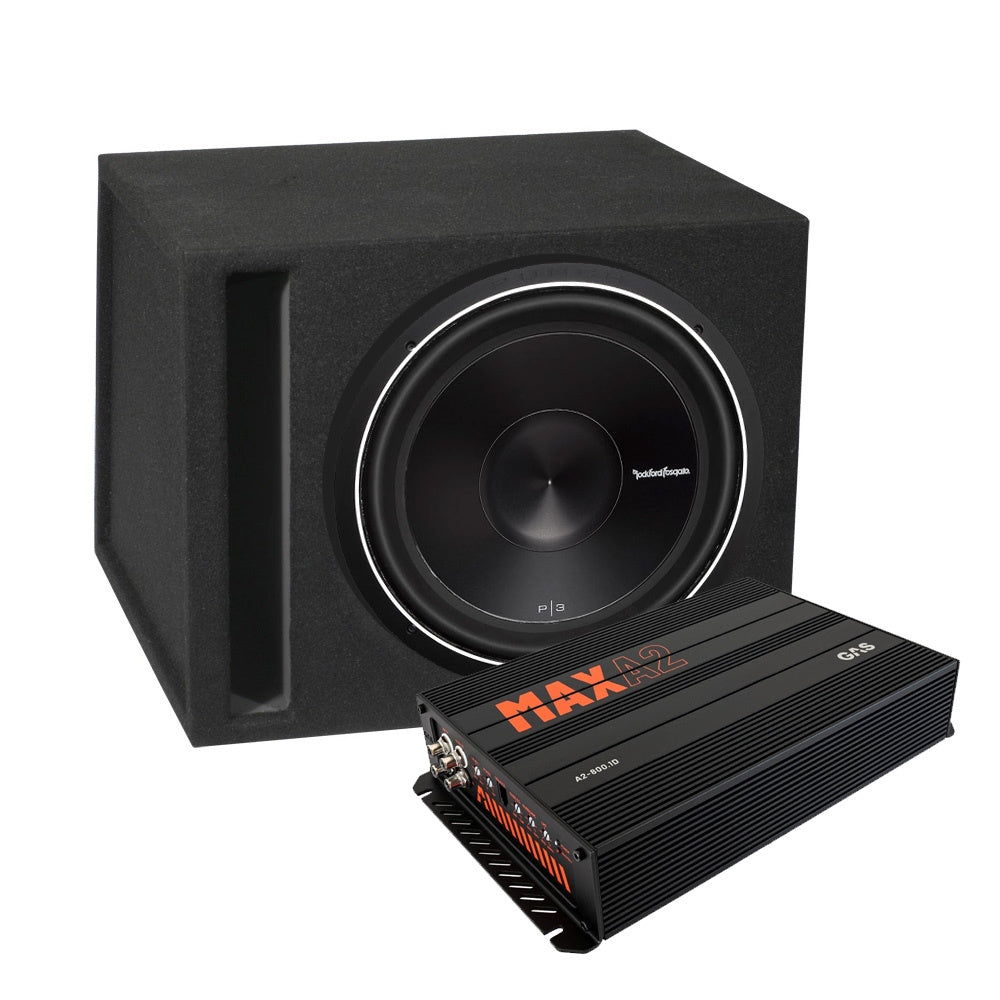 Rockford Fosgate P3D4-15 i låda med slutsteg, baspaket
