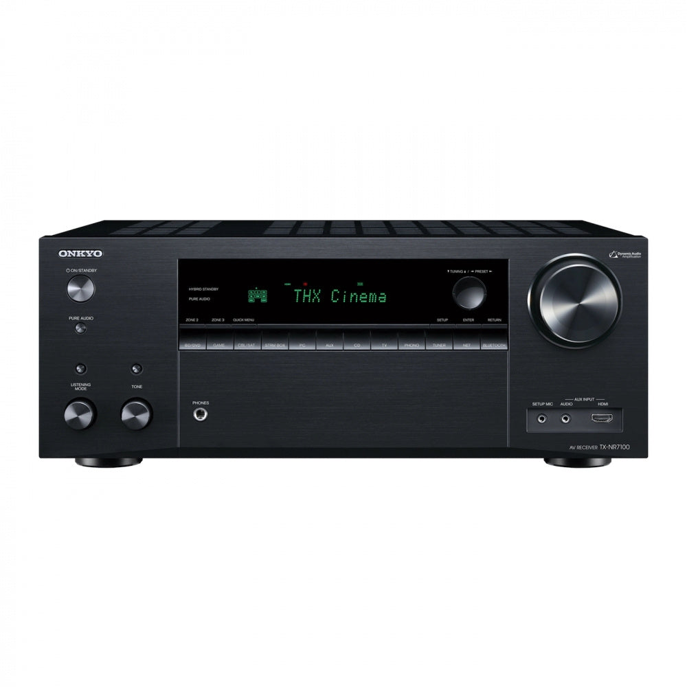 Onkyo TX-NR7100 med Dynavoice Challenger M-105 5.0 hemmabiopaket, svart