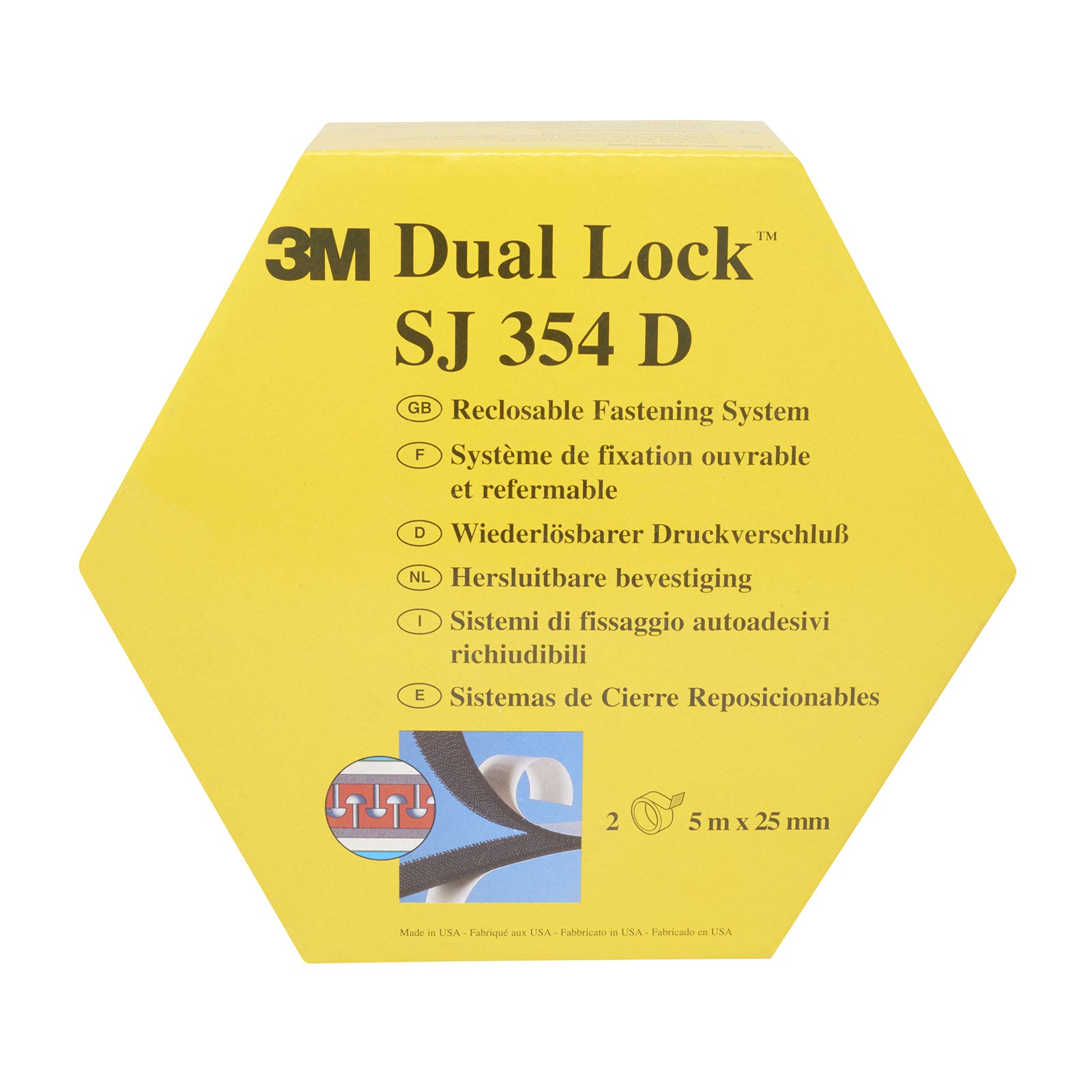 Dual Lock, snabblås, 25 mm x 5 m svart