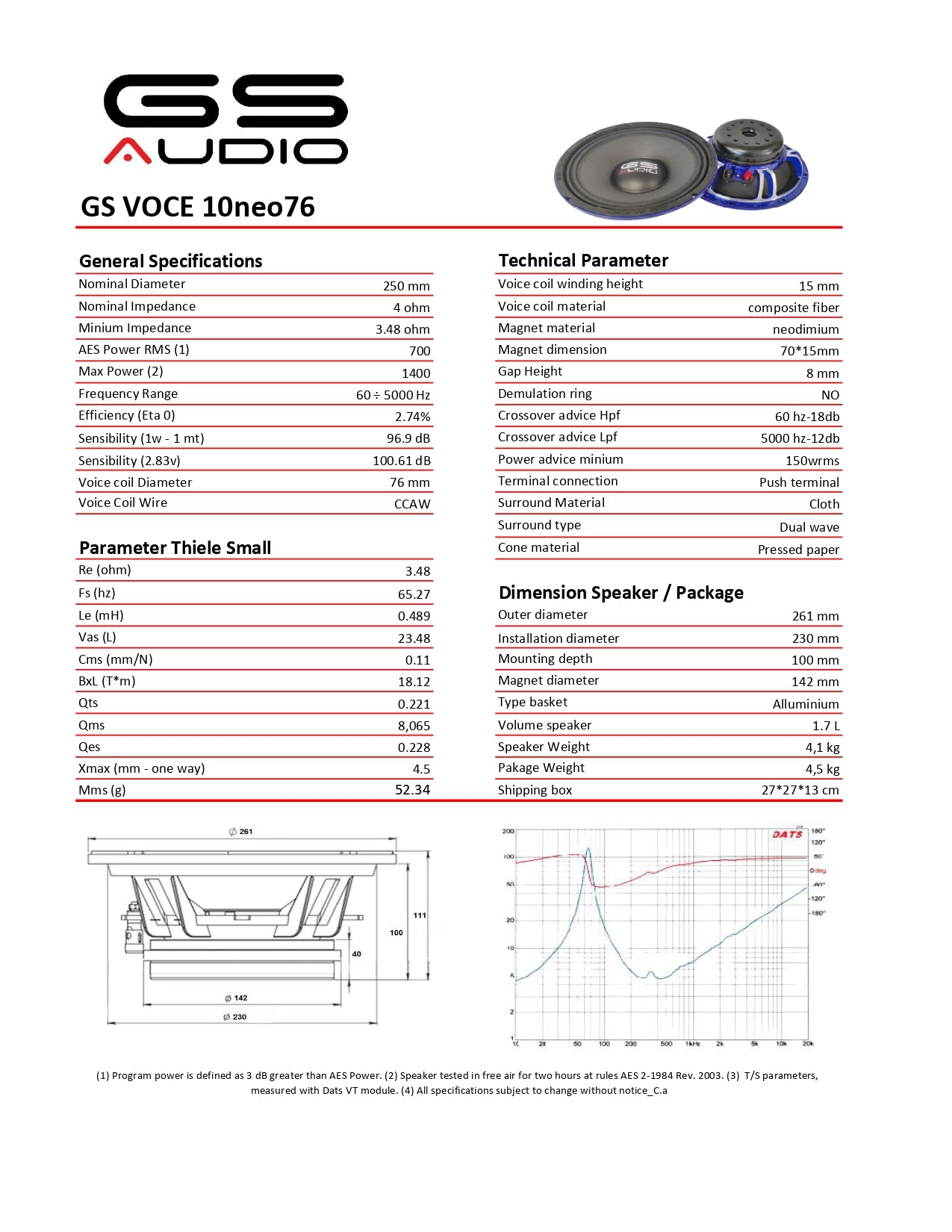 GS Audio - Voce 10" - TW35 - 125mm trattar