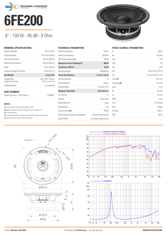 Faital Pro 6FE200 8 ohm