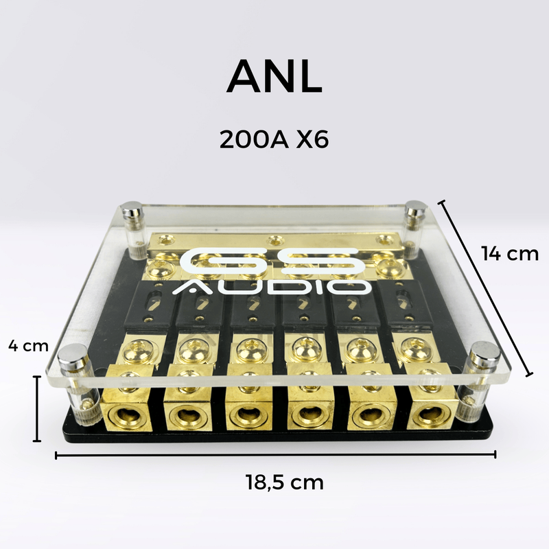 GS Audio Premium ANL 6-vägs säkringshållare med plus- och minusfördelning