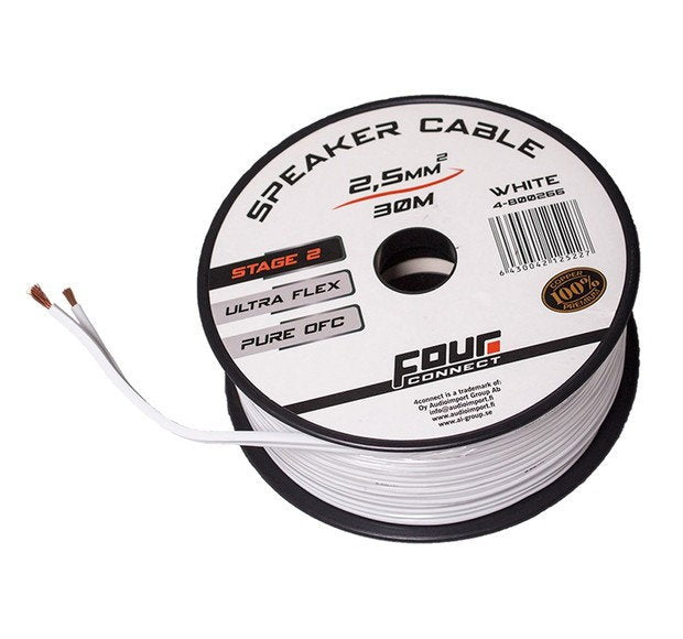 4Connect 4-800266 OFC-minispol vit 2x2.5mm2, 30m