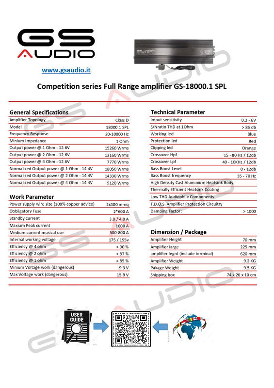 Gs Audio 18000.1 Competition Series