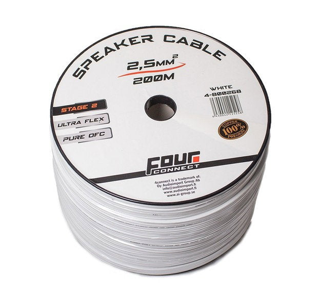 4Connect 4-800268 OFC-speakercable white 2x2.5mm2, 200m
