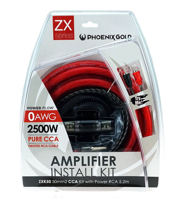 Phoenix Gold 50MM² / 0AWG, 2500W PURE CCA INSTALL KIT - ZXK50