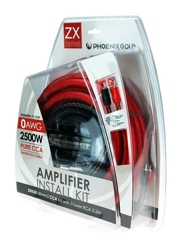 Phoenix Gold 50MM² / 0AWG, 2500W PURE CCA INSTALL KIT - ZXK50