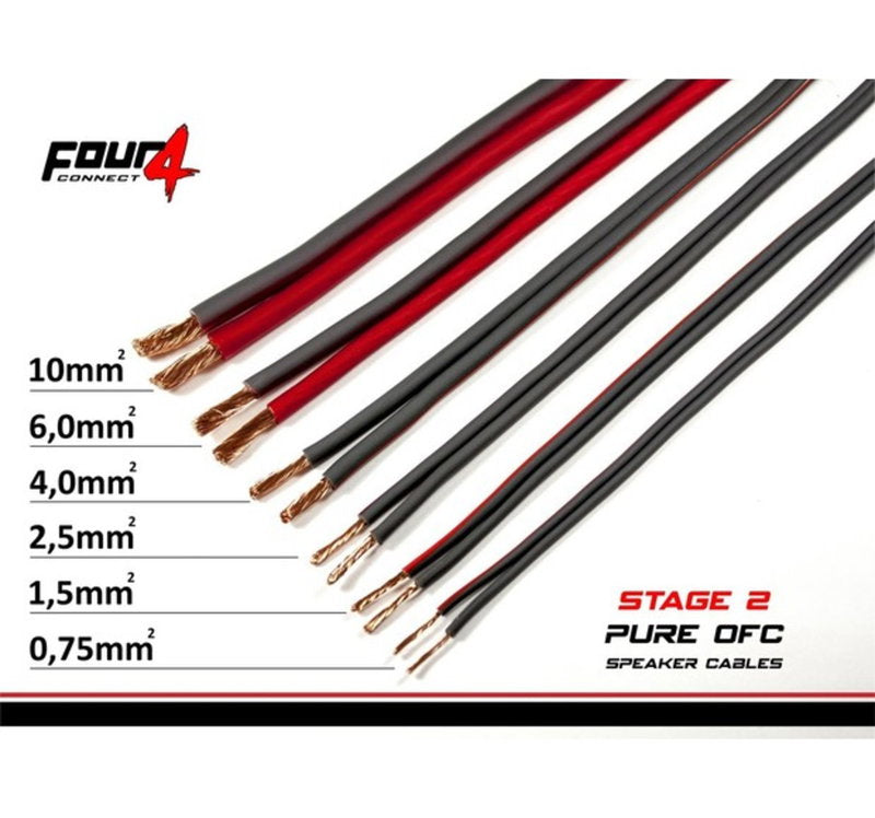 4CONNECT 4-800243 STAGE2 OFC-Högtalarkabel 2x6,0mm2
